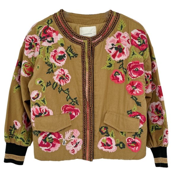 ANTHROPOLOGIE Needlepoint embroidered Bomber Jacket unworn - Picture 1 of 12